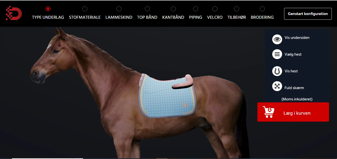 Dansk Rideudstyr horse saddle pad configurator
