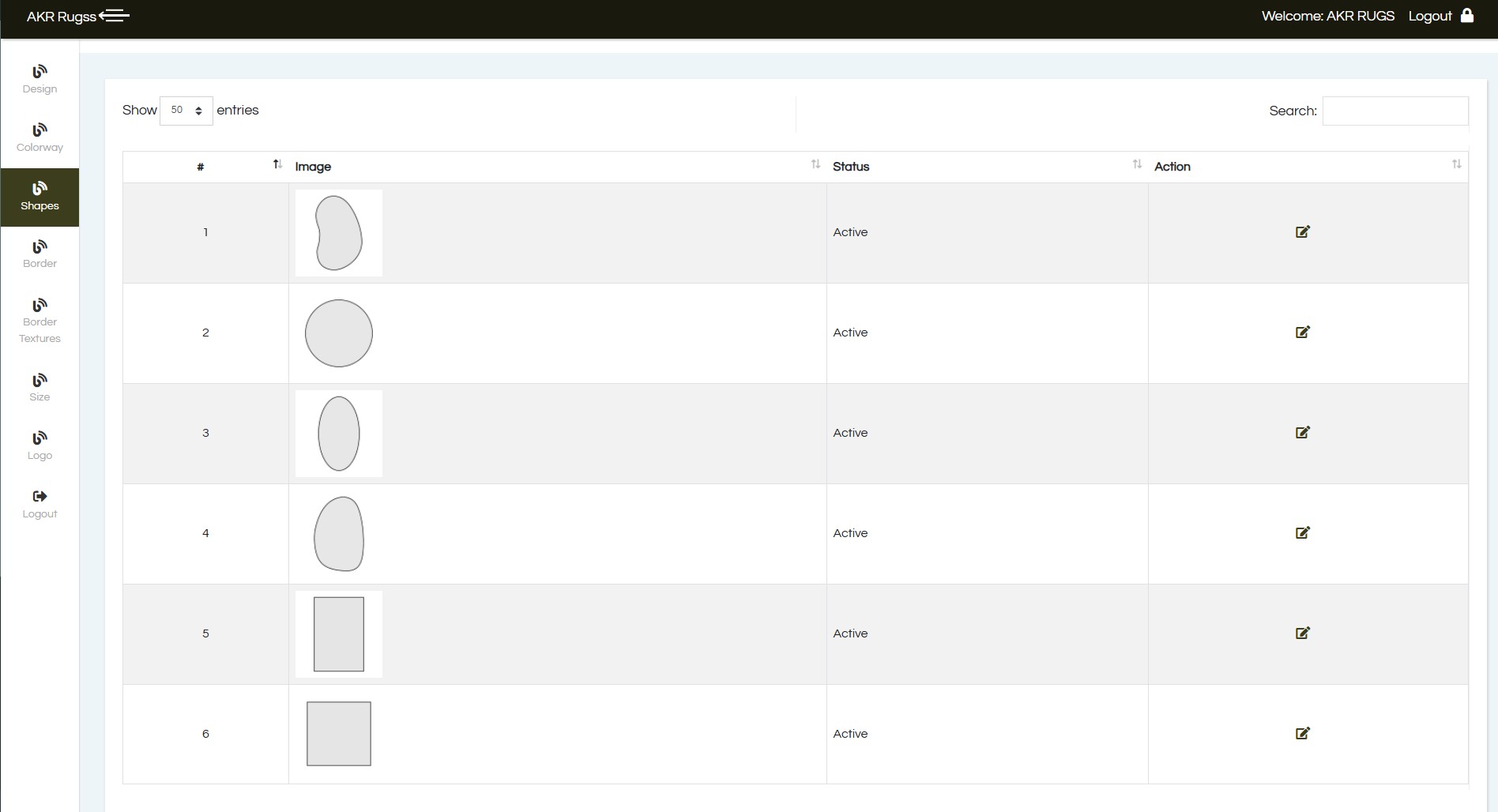 AKR Rugs Laravel admin panel for the 3D configurator
